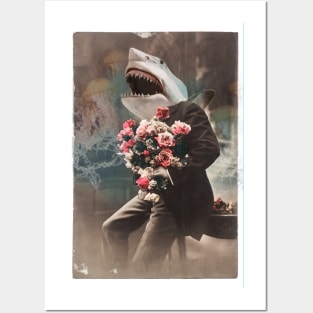 Bruce the shark gentleman old timey Victorian shark portrait Posters and Art